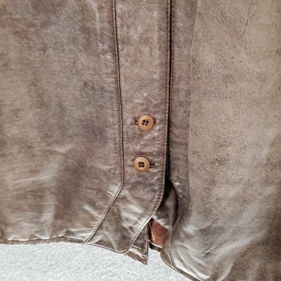 Lepegro Women Jacket 38 Tan Vintage‎ Leather Overcoat - Picture 8 of 11